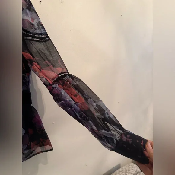 Ted Baker Black Floral Sheer Blouse - Picture 9 of 14